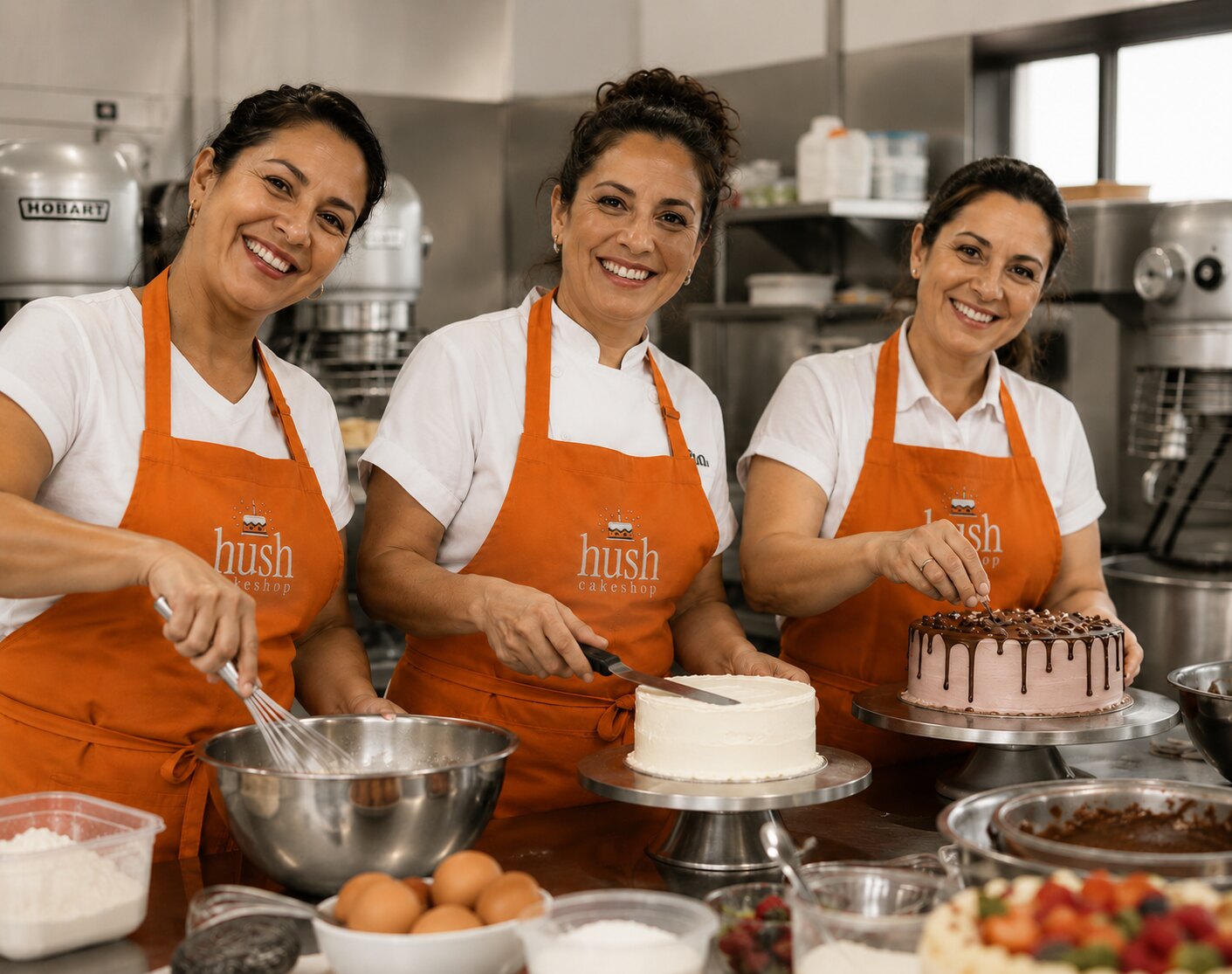 Equipa HUSH a preparar bolos na cozinha